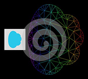 Spectral Gradiented Polygonal Network Cloud Icon