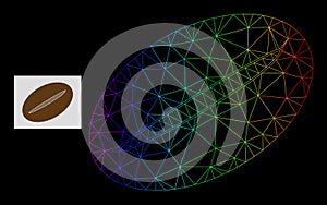 Spectral Gradient Polygonal Net Coffee Bean Icon