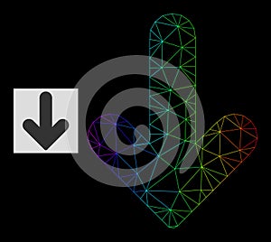 Spectral Gradiented Polygonal Network Down Direction Icon