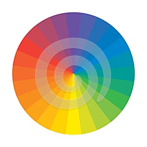 Spectral Rainbow Circle of 24 Multicolor Polychrome Segments. The spectral harmonic colorful palette of the painter.