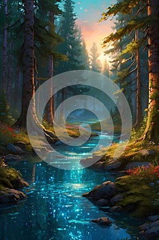 Spectral Splendor A Holographic Lush Forest - A Masterpiece of Ultra High Quality Hologram Art