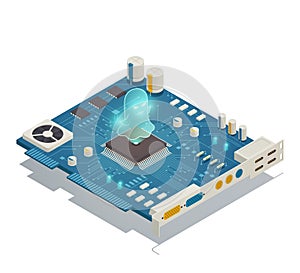 Hardware Bug Isometric Composition