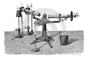The Spectroscope or spectrophotometer, vintage engraving