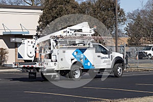 Spectrum cable, internet and TV service truck. Spectrum is part of Charter Communications