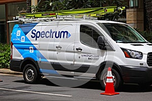 Spectrum cable service provider van in Honolulu, Hawaii.