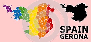 Spectrum Collage Map of Gerona Province for LGBT