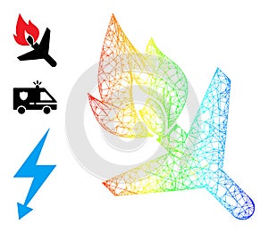 Spectrum Gradient Hatched Mesh Fired Airplane Icon photo