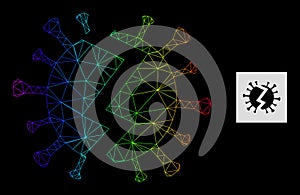 Rainbow Gradiented Polygonal Mesh Broken Virus Icon