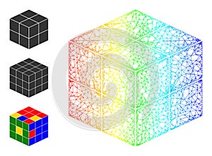 Spectrum Gradient Network Mesh 3D Cube Icon