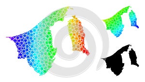 Spectrum Gradient Starred Mosaic Map of Brunei Collage