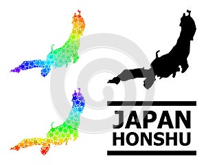 Spectrum Gradient Starred Mosaic Map of Honshu Island Collage