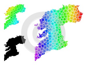 Spectrum Gradient Starred Mosaic Map of Pontevedra Province Collage