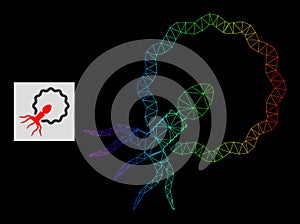 Spectrum Gradiented Polygonal Mesh Virus Penetrating Cell Icon