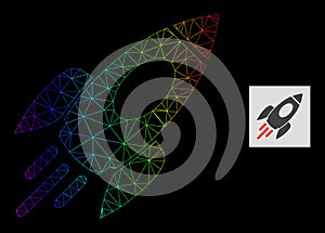 Spectrum Gradiented Polygonal Net Space Rocket Icon