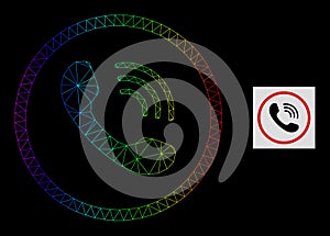 Spectrum Gradiented Polygonal Net Telephone Call Icon