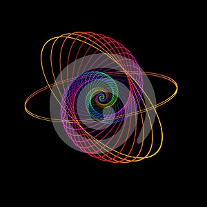 Spectrum light rotating ellipse forming a spiral