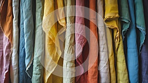 Spectrum of Linen Textiles in Soft Colorful Folds photo