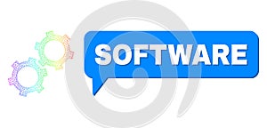 Spectrum Network Gradient Gears Icon and Software Speech Cloud with Shadow