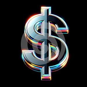 Spectrum of Prosperity: Holographic Dollar Sign, Vibrant Finance Logo Design AI