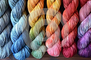 Spectrum of Yarn Skeins in Different Colors