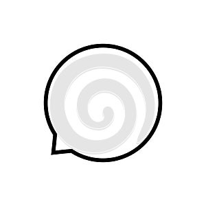 Speech balloon circle isolated on white, speech bubble sign of communication symbol, black and white speech bubble for talk text