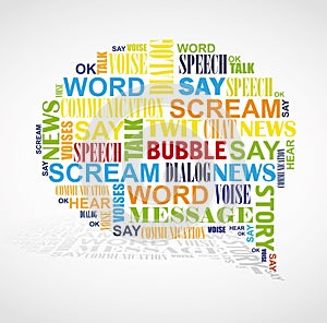 Speech booble word cloud.