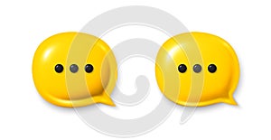 Speech bubble 3d icons. Chat comment icons. Talk message box with ellipsis. Social media dialog banner. Vector
