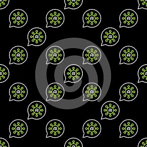 Speech Bubble with AI sign vector Artificial Intelligence outline seamless pattern