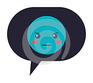 Speech bubble with angry emoji kawaii character