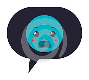 Speech bubble with angry emoji kawaii character