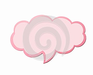 Speech bubble as a cloud with pink border isolated on white background. Copy space