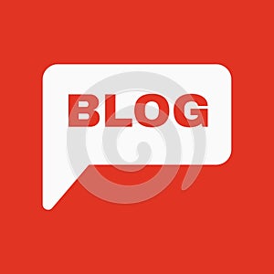 The speech bubble with a blog icon. Internet and forum, chat, online symbol. Flat
