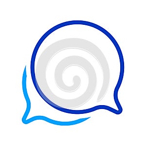 Speech bubble blue circle isolated on white, bubble chat sign for icon speak or talk, balloon speech for message copy space text,