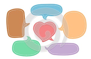 Speech bubble chat pastel color and cute heart shape, balloon speech for dialog box, speech bubble frame for text title discussion photo