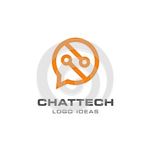 Speech Bubble Chatting technology logo vector design template.