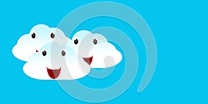 Speech bubble with clouds on a light blue background