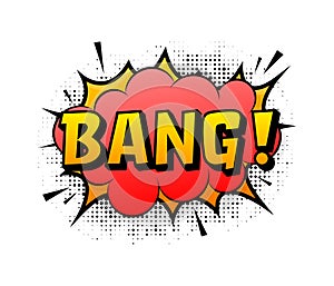 Speech bubble for comic text Bang. Cartoon comic sign. Effects explosion.