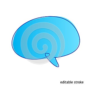 Speech Bubble in Continuous Line Drawing with Editable Stroke. Sketchy Talk Concept. Outline Simple Artwork. Vector Illustration