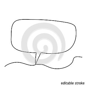 Speech Bubble in Continuous Line Drawing with Editable Stroke. Sketchy Talk Concept. Outline Simple Artwork. Vector Illustration