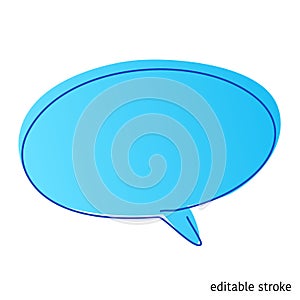 Speech Bubble in Continuous Line Drawing with Editable Stroke. Sketchy Talk Concept. Outline Simple Artwork. Vector Illustration