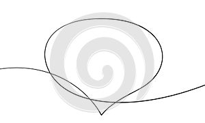 Speech bubble continuous one line drawing, Single line art drawing simple blank comic text box, Vector
