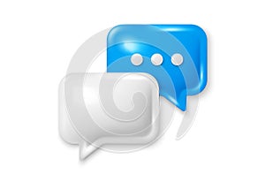 Speech bubble 3d icon. Chat comment with ellipsis icon. Talk message box. Social media dialog banner. Vector photo