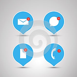 Speech Bubble Designs  Flat Design Concepts with Envelope Speech Bubble File and Phone Icons  Mobile App Concept
