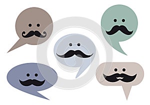 Speech bubble faces with moustache, vector