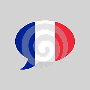 speech bubble with flag of France, French language concept, vector design element, francais