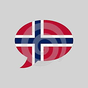 speech bubble with flag of Norway, Norwegian language concept, vector design element, norsk