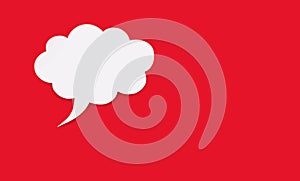 Speech bubble in the form of a cloud on a red background