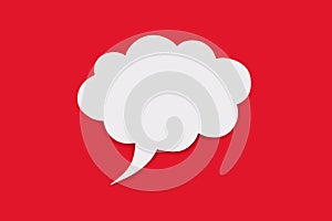 Speech bubble in the form of a cloud on a red background