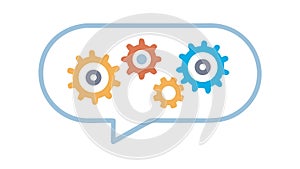 Speech Bubble with Gears, Thinking and Problem Solving, vector design Generative AI