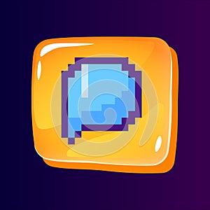 Speech bubble glossy ui button with pixelated color icon